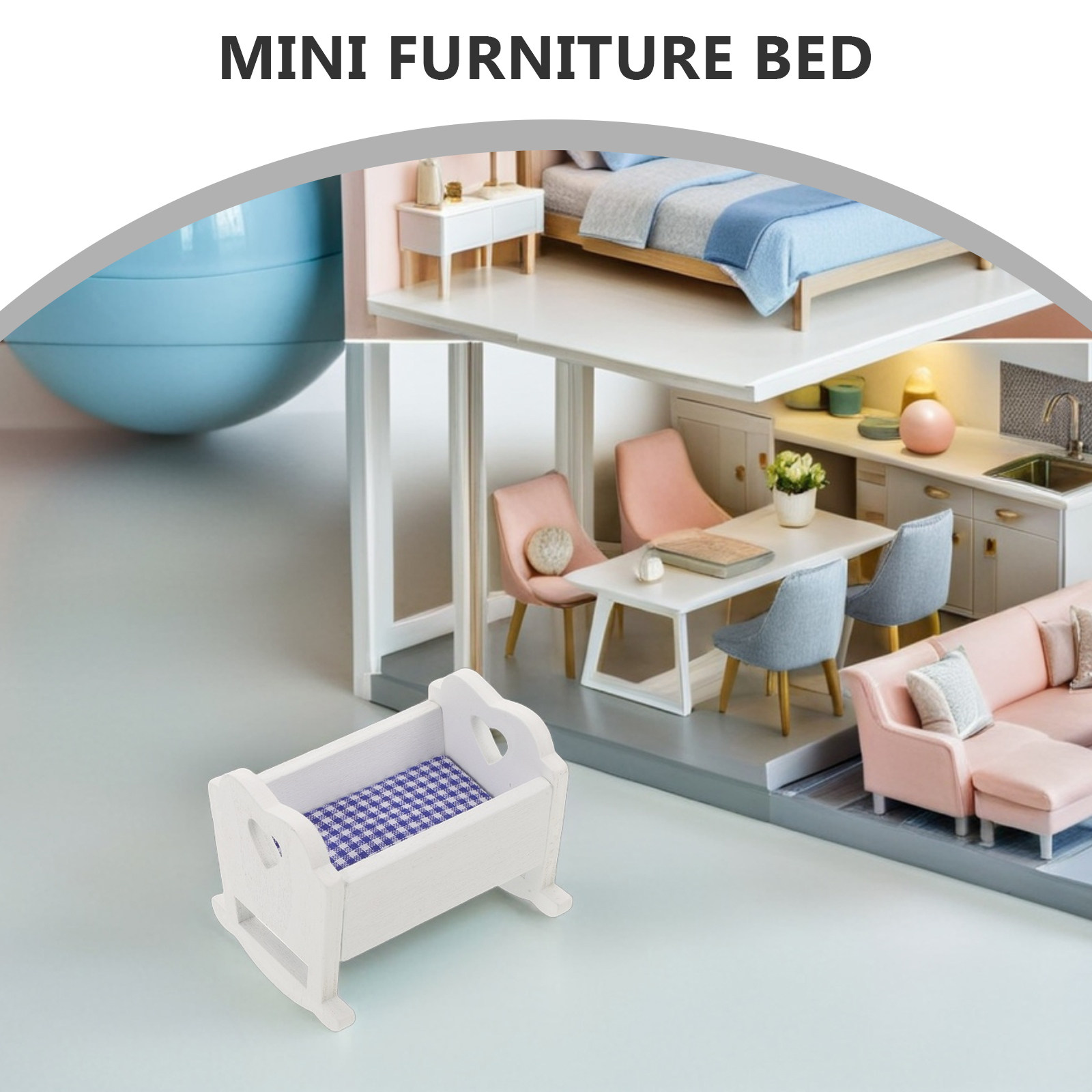 Baby Nursery Furniture Sets - 3Pcs Miniature Furniture Ornament Crib Baby