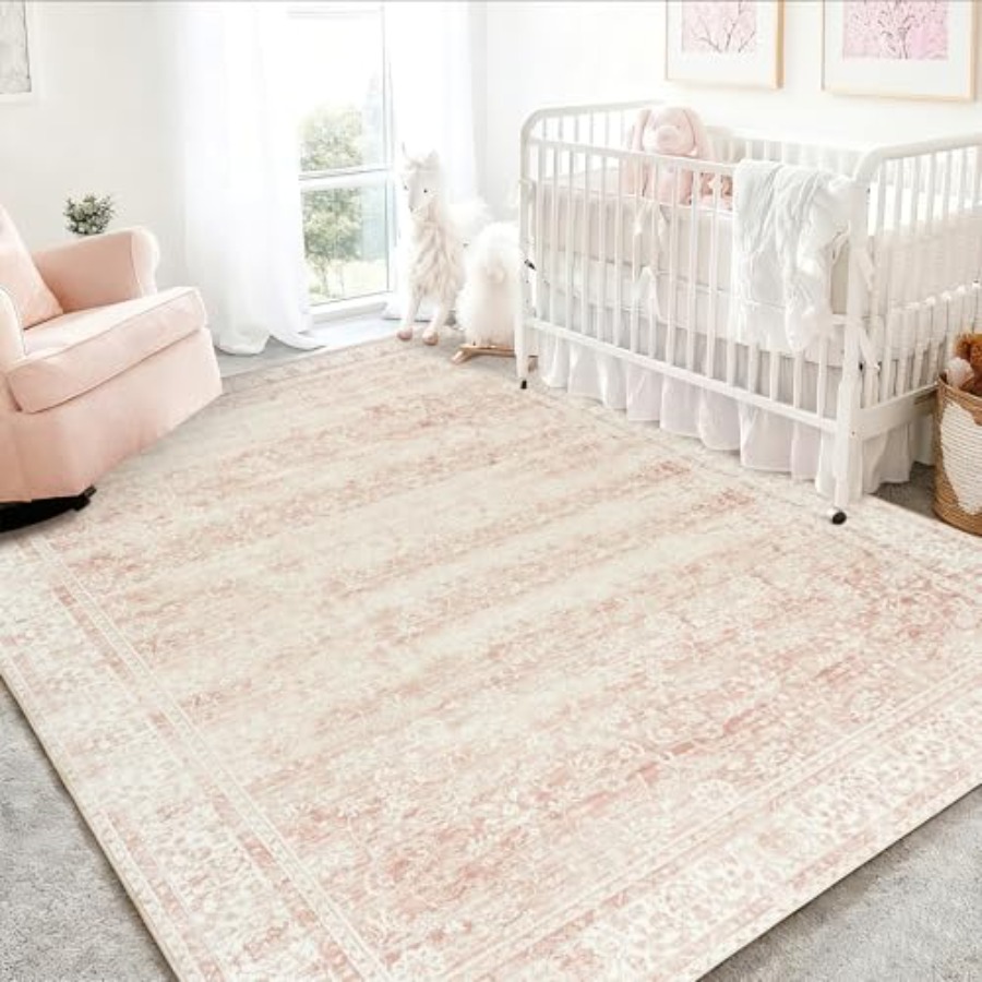 Baby Nursery Carpet - Pink Nursery Rug for Baby Girl