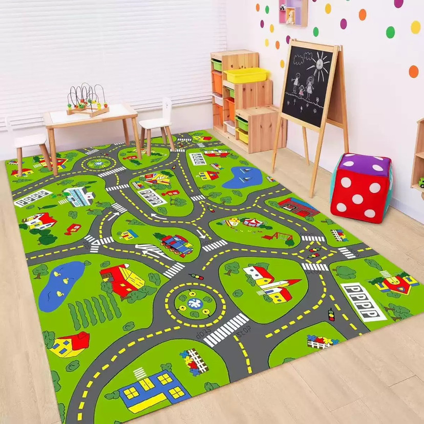Baby Nursery Mat - Kids Road Traffic Carpet Cartoon Car