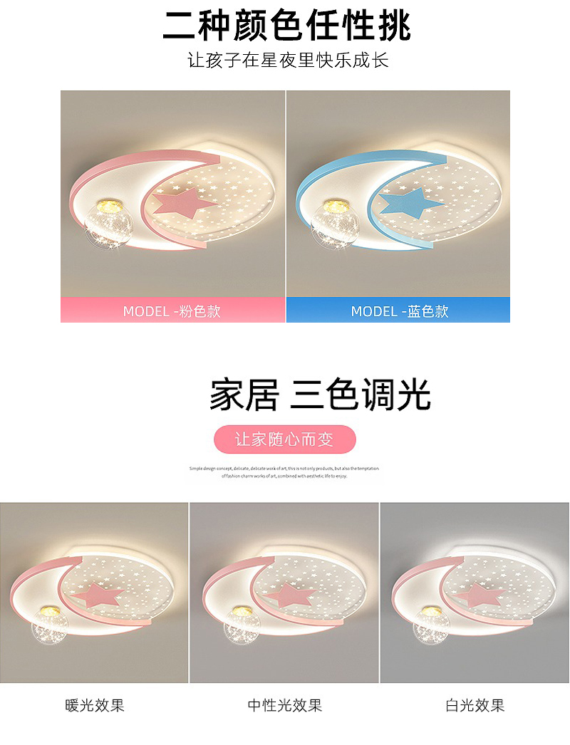 Baby Nursery Chandelier - Creative Moon Star Ceiling Lamp Nursery