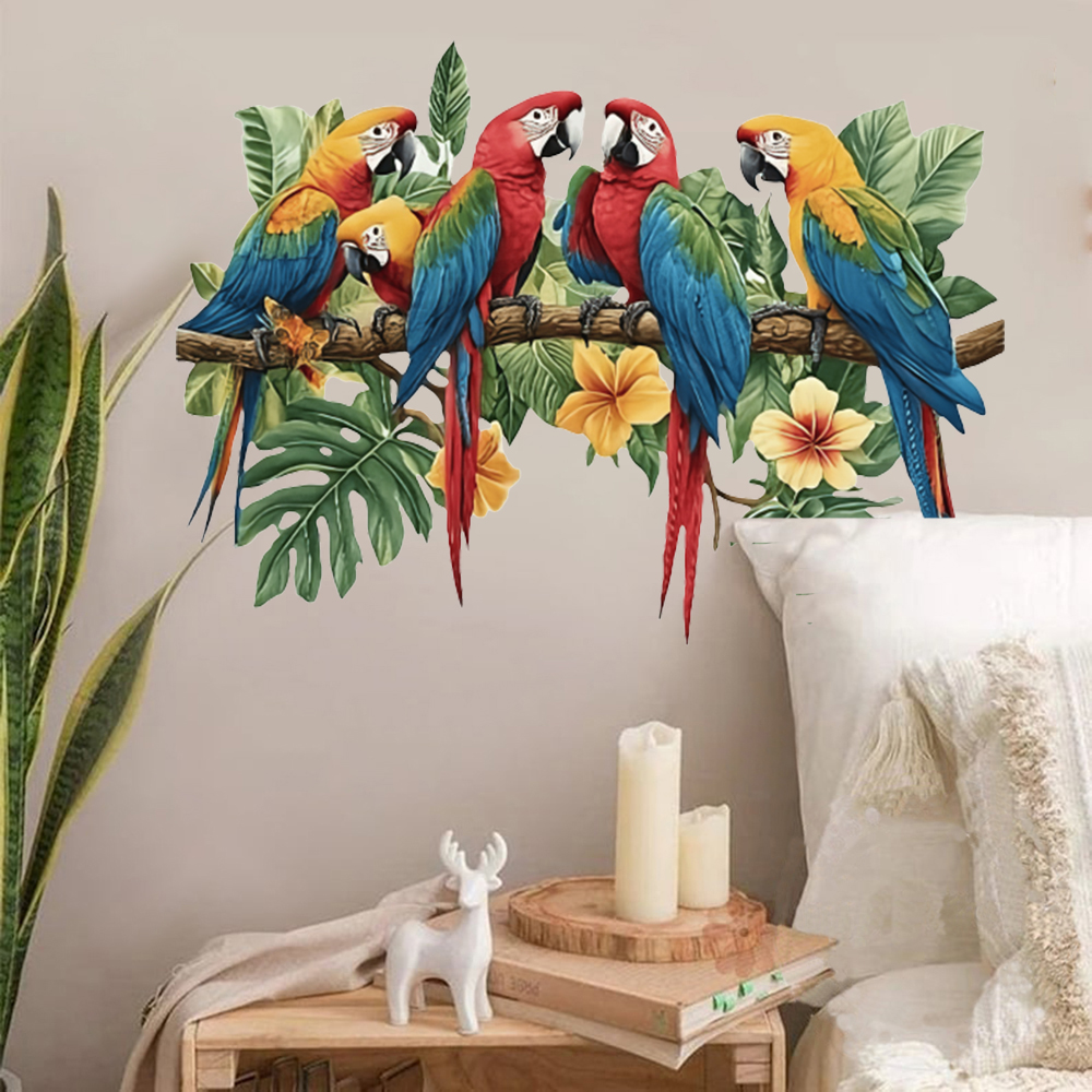 Baby Nursery Products - 3Pcs Parrots on Branch Wall Stickers