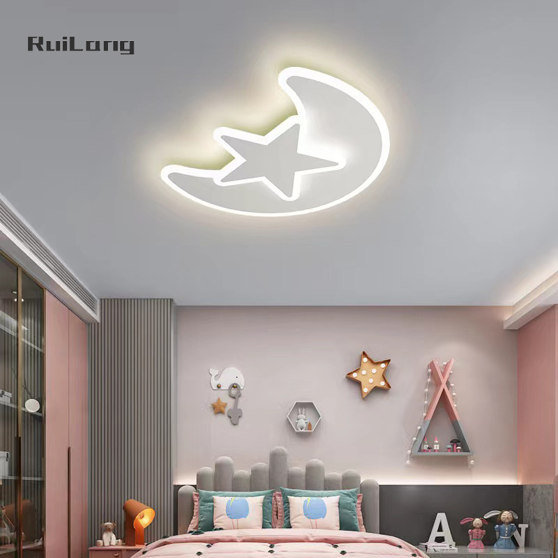 Baby Nursery Chandelier - Kids Room Ceiling Lamp Star Moon