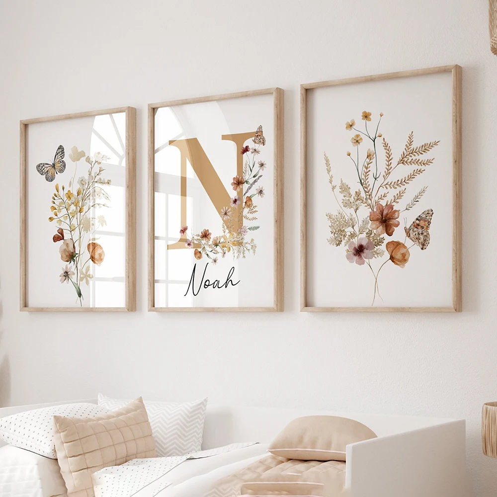 Baby Nursery Name Wall Art - Customizable Baby Name Sign Poster with