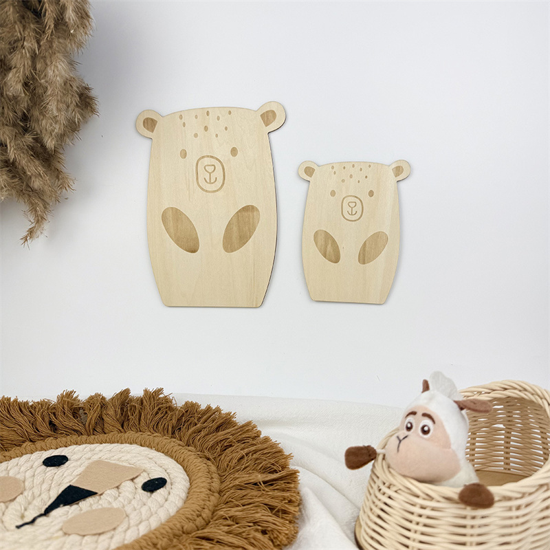 Baby Nursery Furniture Sets - 2pcs Nordic Wooden Bear Wall Sticker