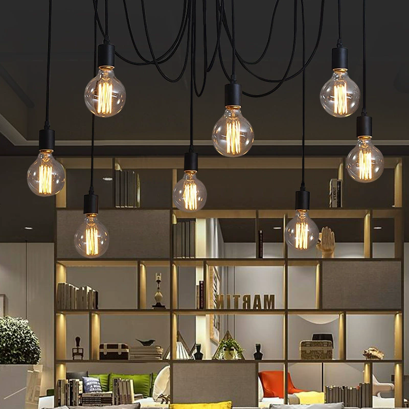 Baby Nursery Chandelier - Black White Spider Chandelier Lamp for