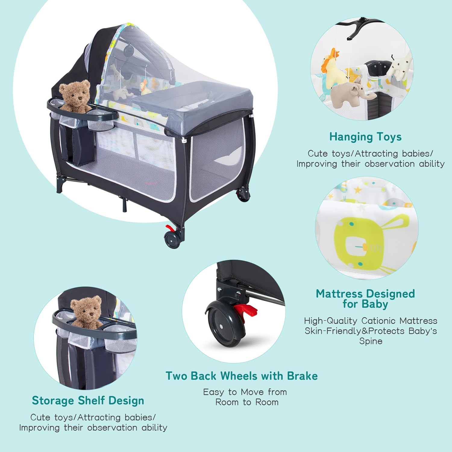 4 in 1 Pack and Play,Portable  - Baby Nursery Furniture Sets 评论和价格