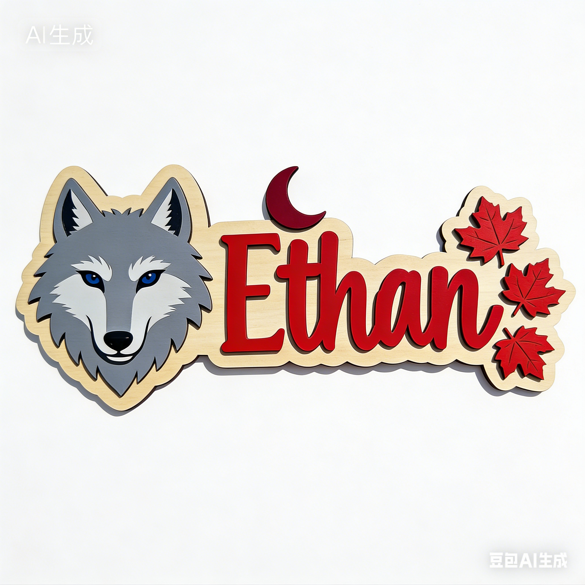 Personalized Wolf Head Maple L - Baby Nursery Name Wall Art 评论和价格