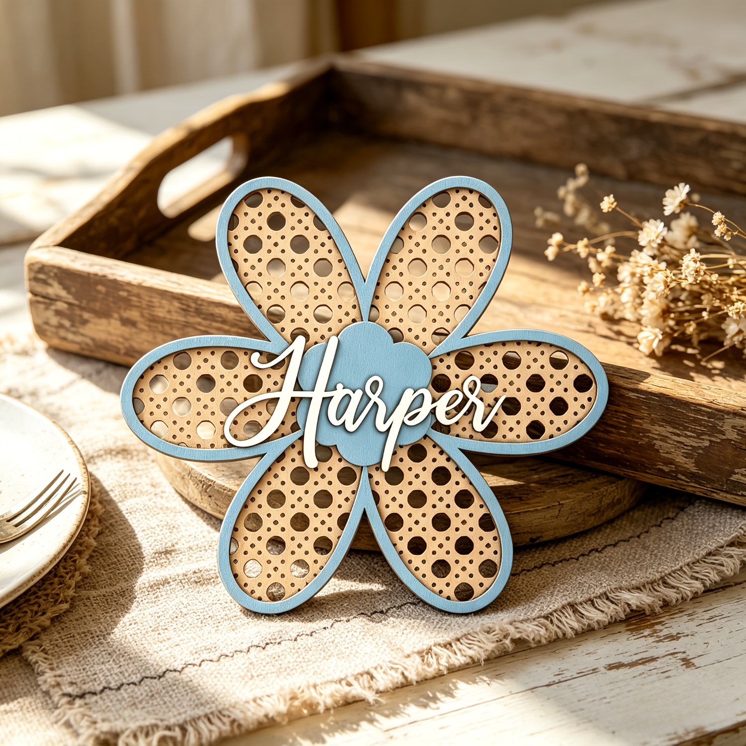 Personalized Boho Rattan Flowe - Baby Nursery Toy 评论和价格