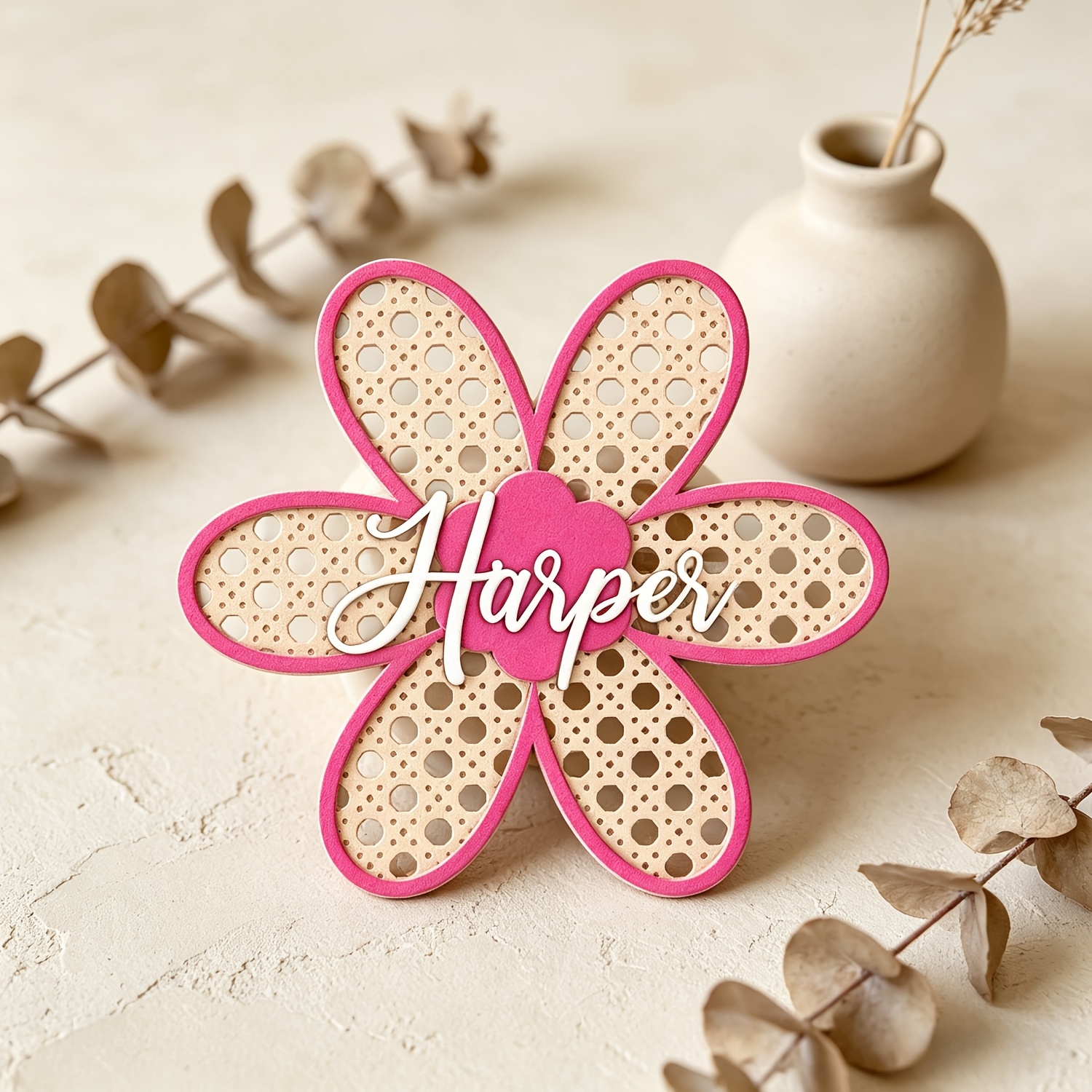 Personalized Boho Rattan Flowe - Baby Nursery Toy 评论和价格