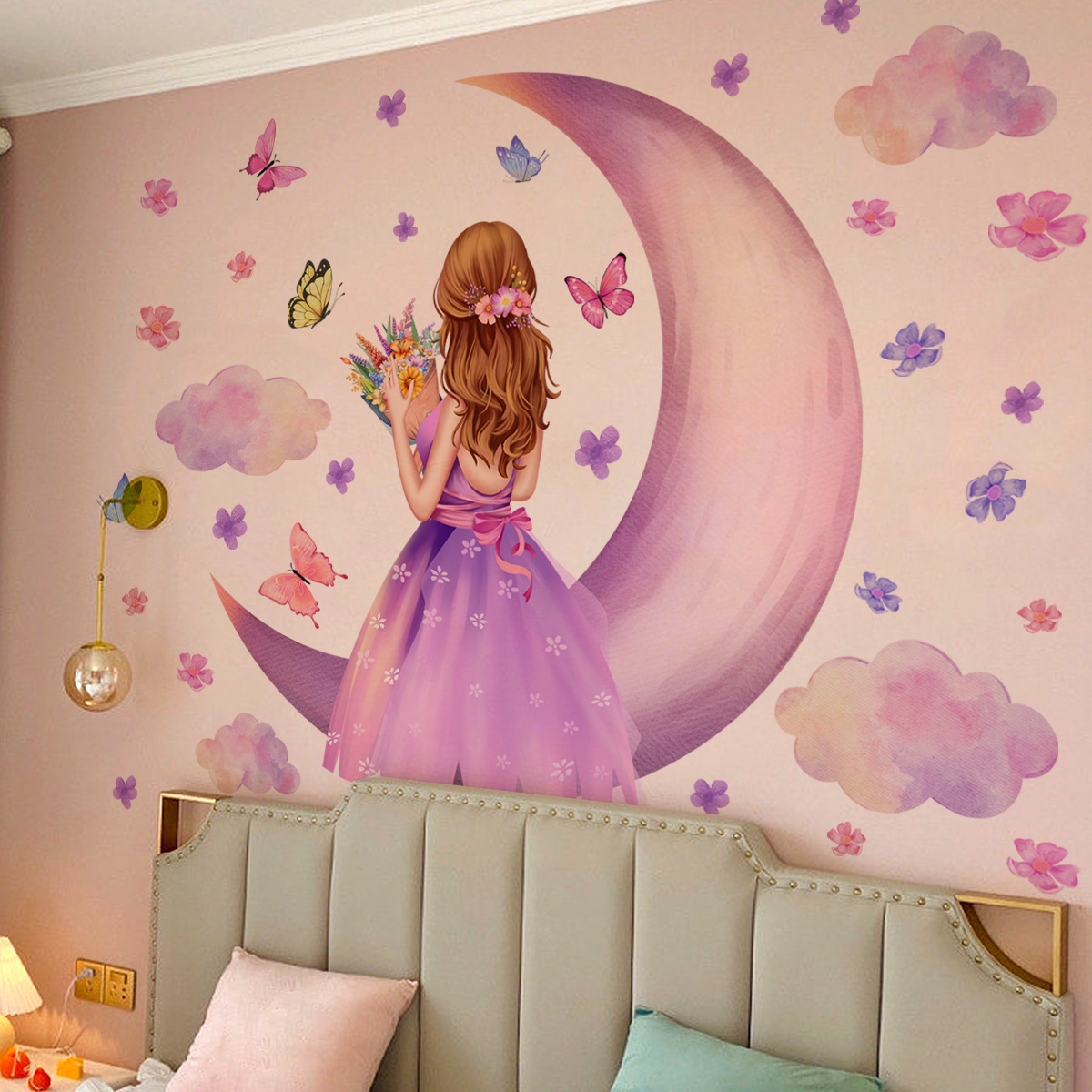 Large Girl Vinyl Tile Child Wa - Baby Nursery Ideas Girl 评论和价格
