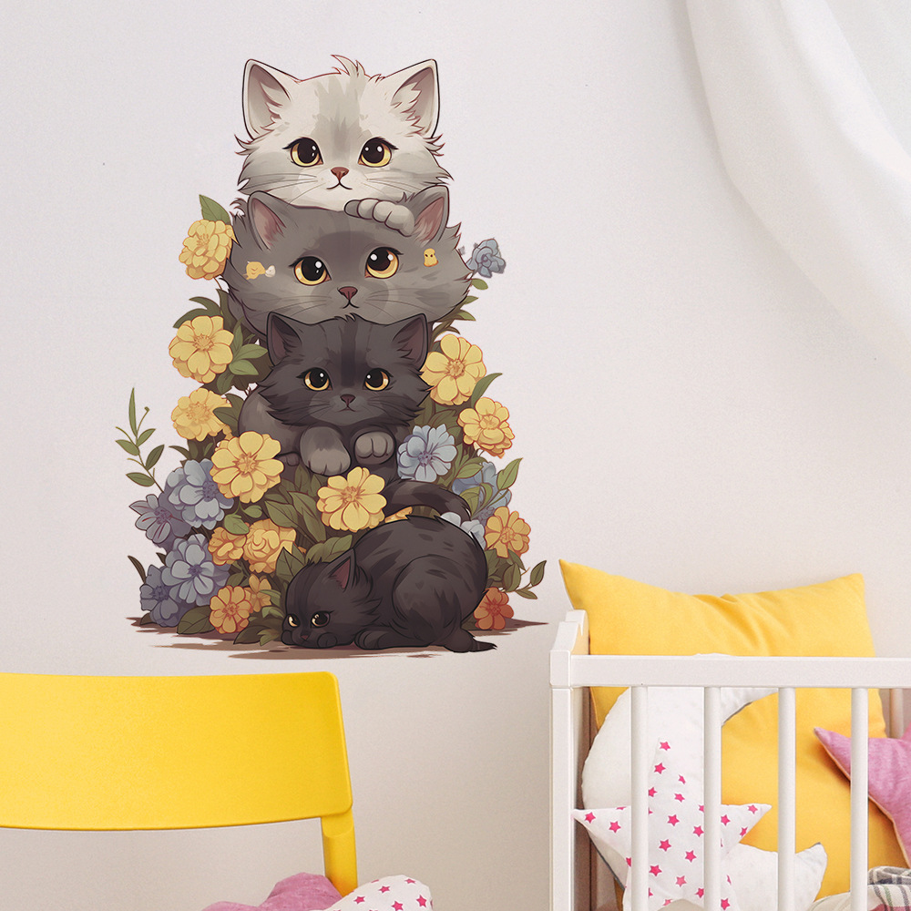 Cute Cat Vinyl Child Wall Stic - Baby Nursery Ideas Girl 评论和价格