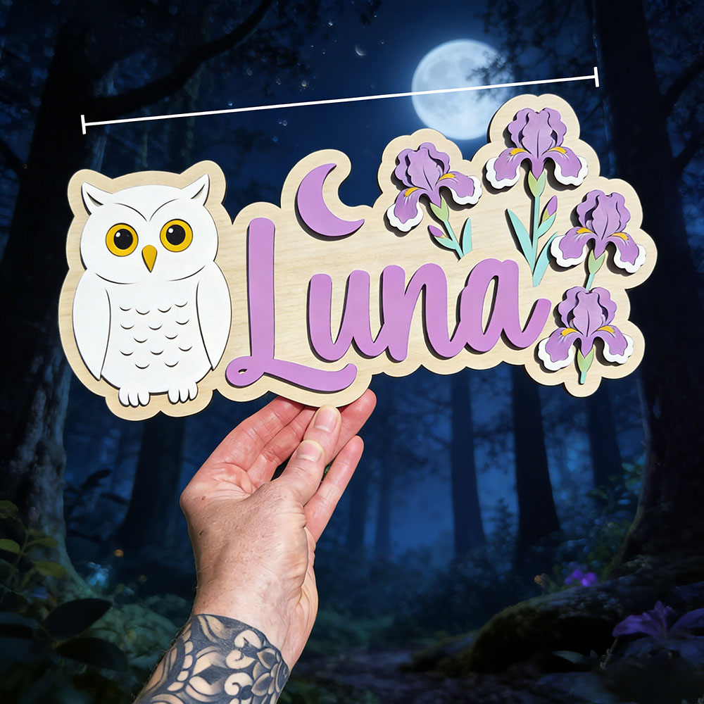 Personalized White Owl Crescen - Baby Nursery Name Wall Art 评论和价格