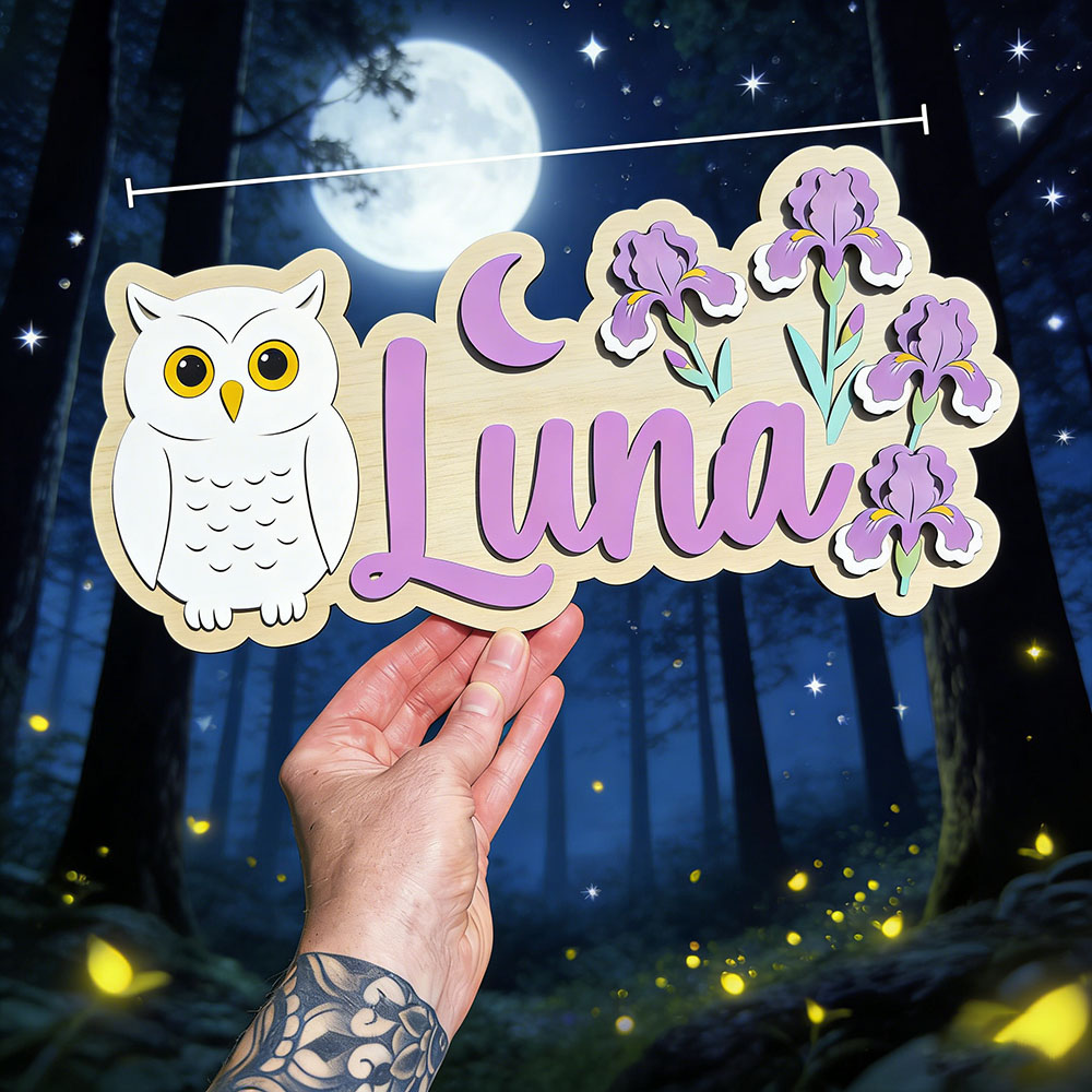Personalized White Owl Crescen - Baby Nursery Name Wall Art 评论和价格