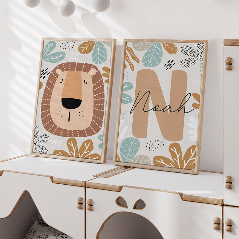 Lion Zebra Leaf Custom Name Nu - Baby Nursery Name Wall Art 评论和价格