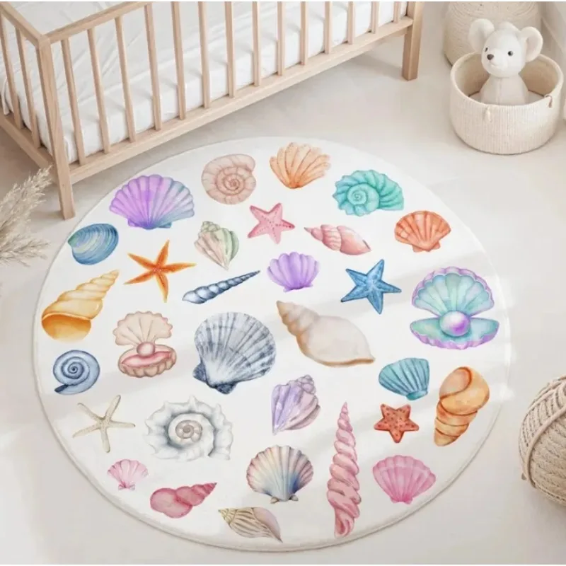 Blue Marine Animals Round Carp - Baby Nursery Carpet 评论和价格