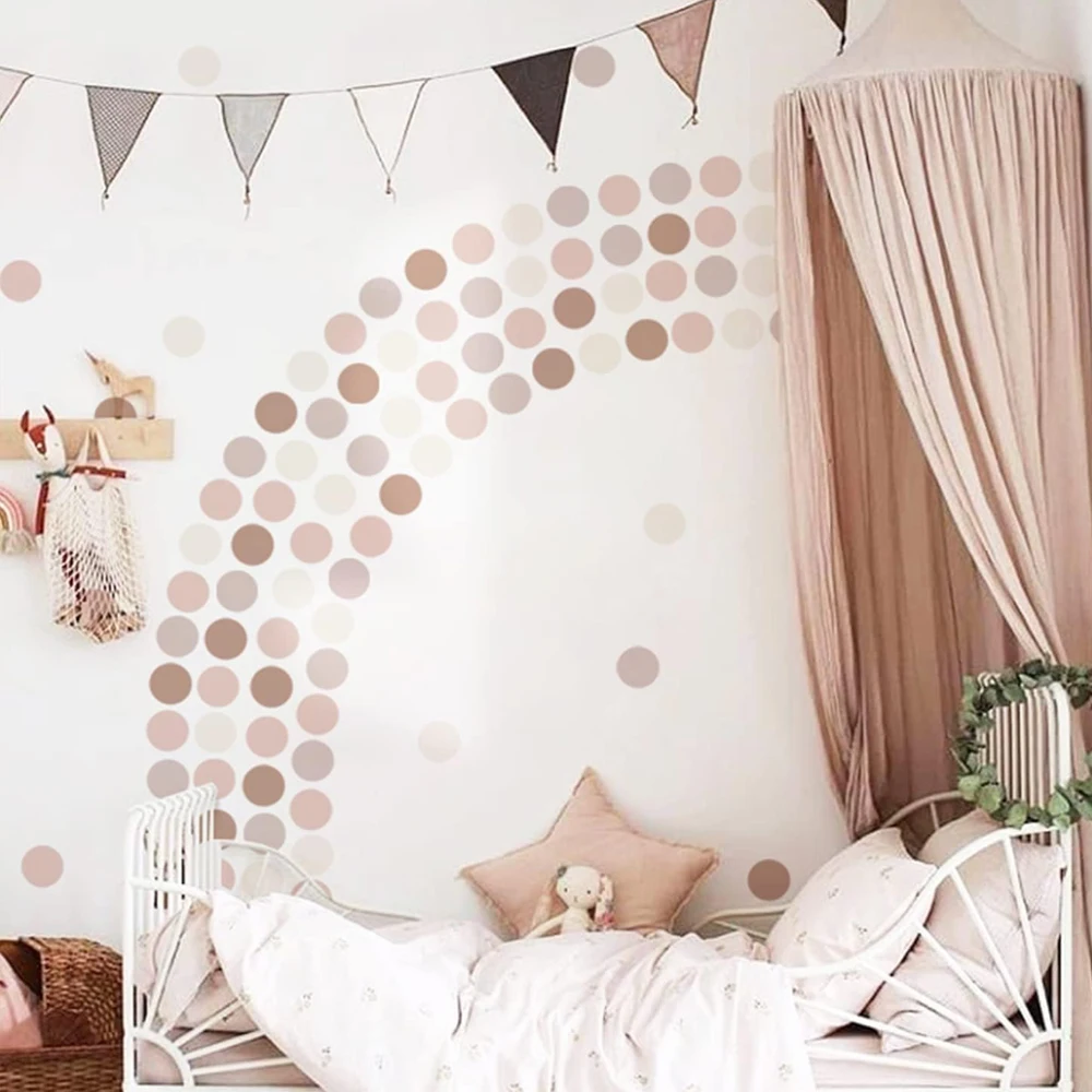 Boho Polka Dots Wall Stickers  - Baby Nursery Peel And Stick Wallpaper 评论和价格