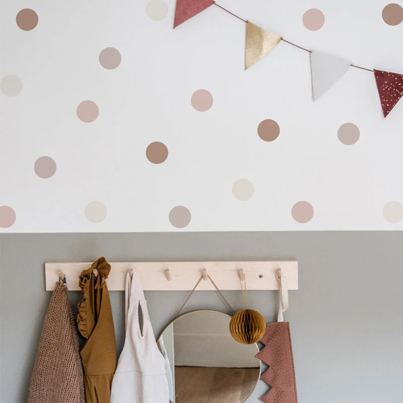Boho Polka Dots Wall Stickers  - Baby Nursery Peel And Stick Wallpaper 评论和价格
