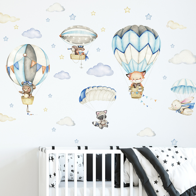 Cartoon Cute Animals Hot Air B - Baby Nursery Products 评论和价格
