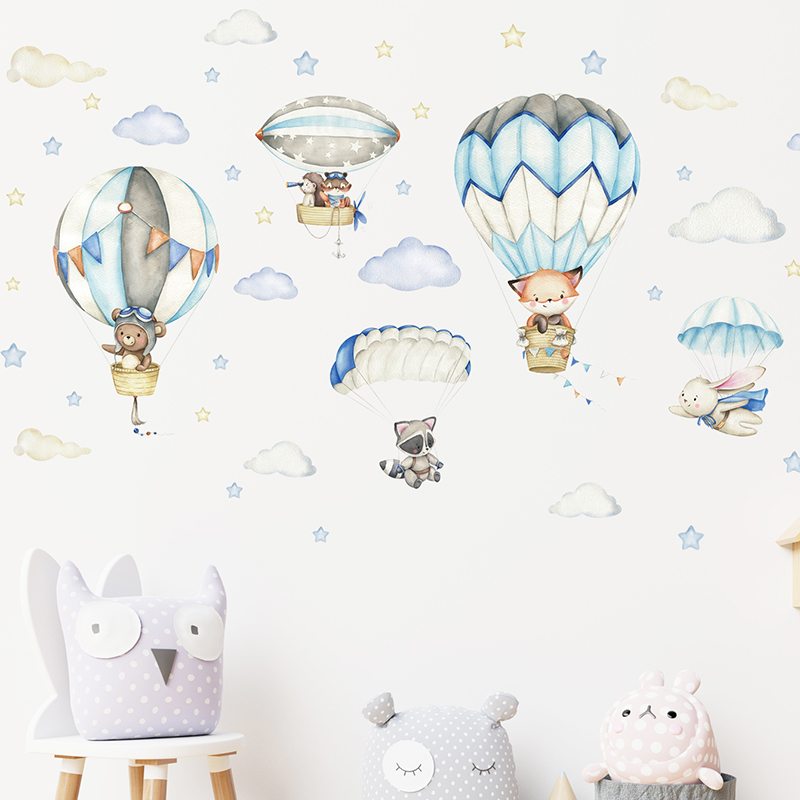 Cartoon Cute Animals Hot Air B - Baby Nursery Products 评论和价格