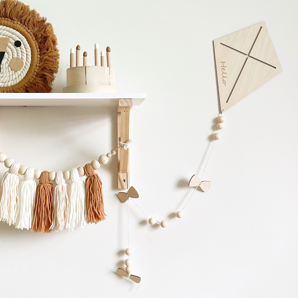 INS Nordic Wooden Kite Wall Or - Baby Nursery Products 评论和价格