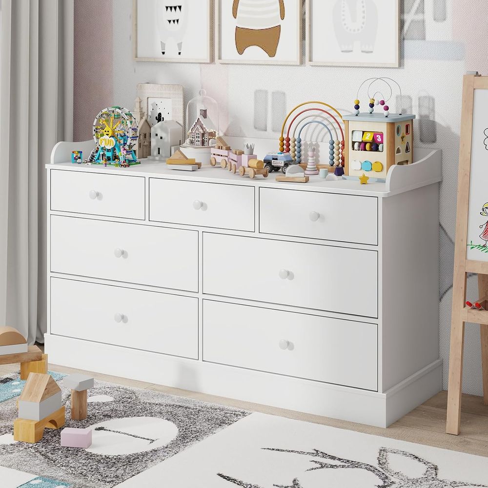 7-Drawer Kids Dresser with Cha - Baby Nursery Furniture Sets 评论和价格