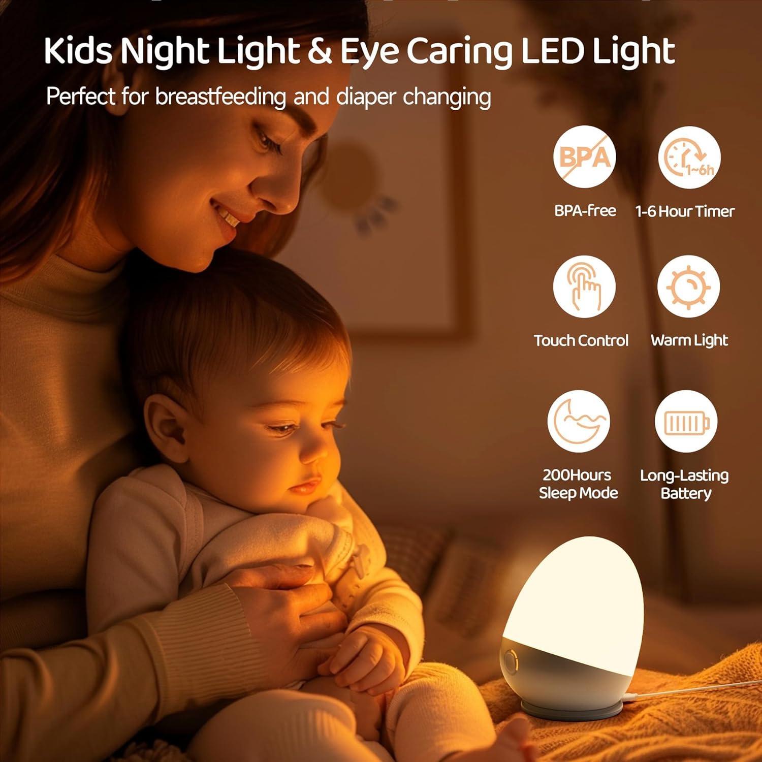 Touch Egg Night Light for Baby - Baby Nursery Egg Light 评论和价格