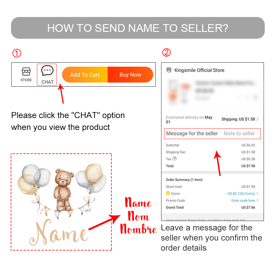 Custom Baby Name Bear Balloons - Baby Nursery Products 评论和价格