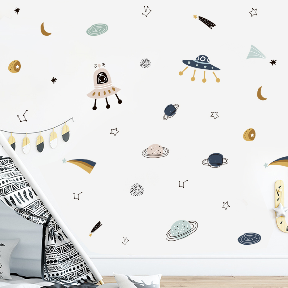 Cartoon Ufo Aliens Planet Patt - Baby Nursery Products 评论和价格