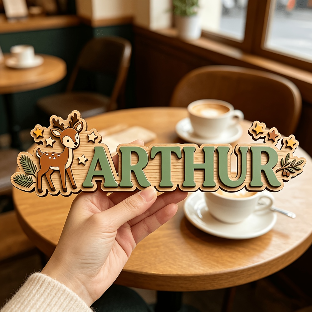 Custom Deer & Star Wooden Name - Baby Nursery Toy 评论和价格