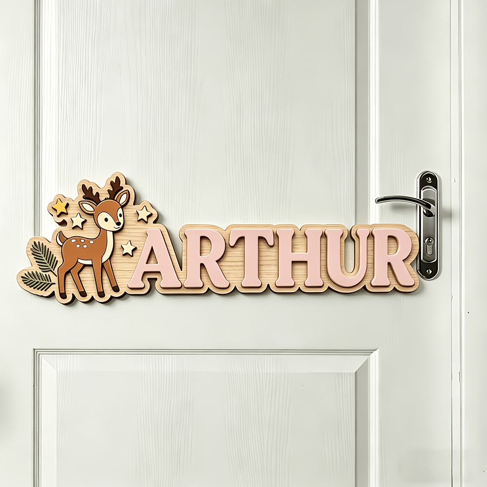 Custom Deer & Star Wooden Name - Baby Nursery Toy 评论和价格