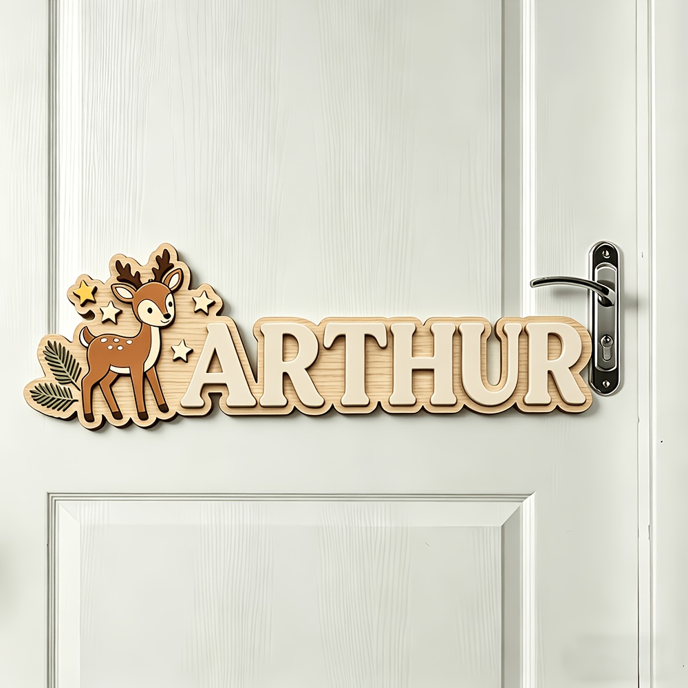 Custom Deer & Star Wooden Name - Baby Nursery Toy 评论和价格