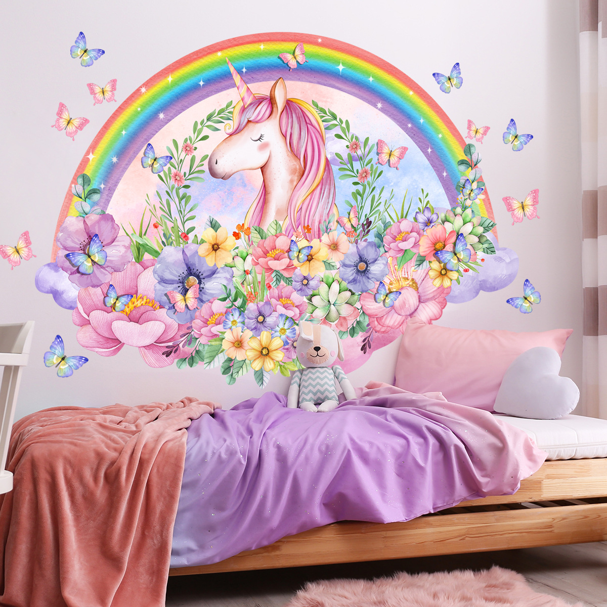 Large Unicorn Vinyl Child Wall - Baby Nursery Ideas Girl 评论和价格