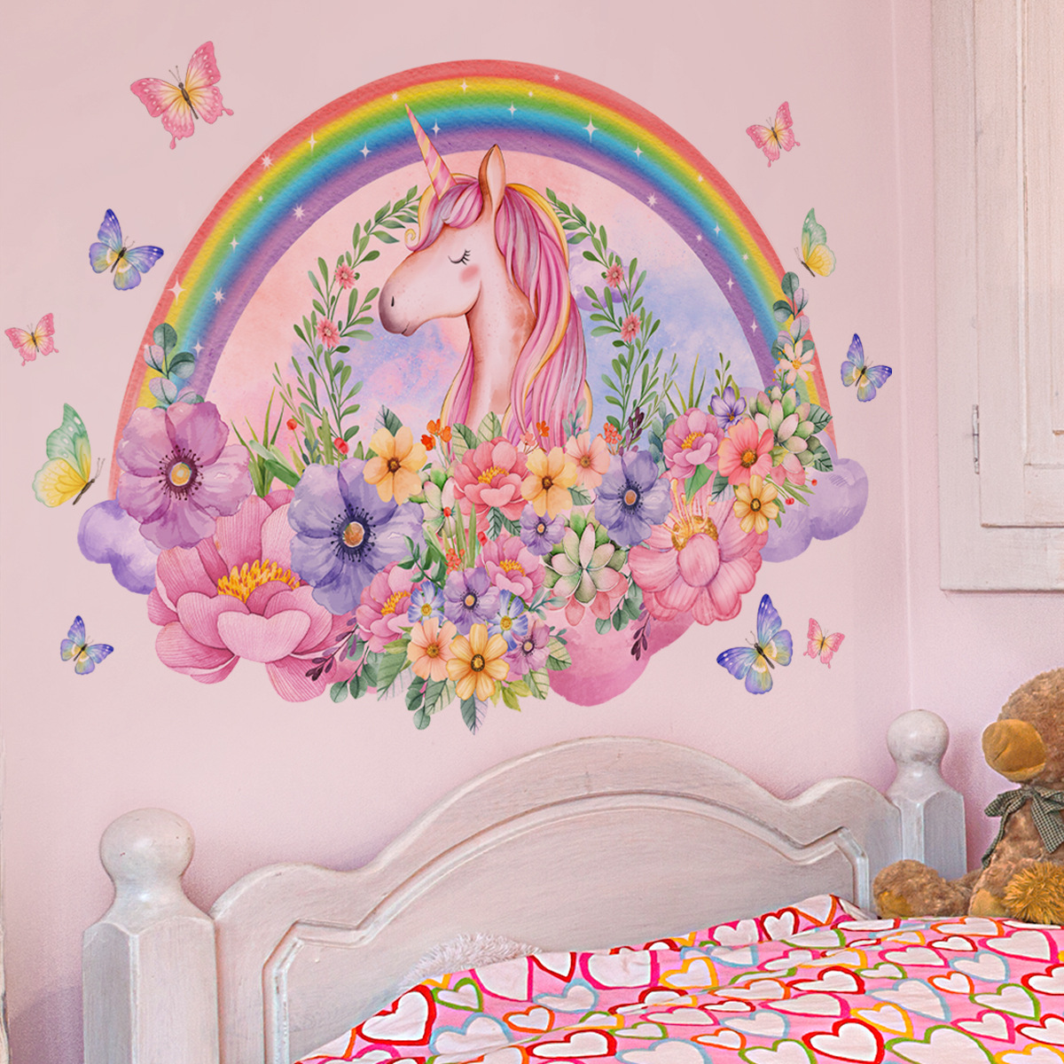 Large Unicorn Vinyl Child Wall - Baby Nursery Ideas Girl 评论和价格