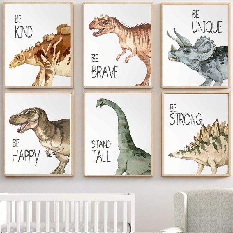 Watercolor Dinosaur Poster Nur - Baby Nursery Products 评论和价格