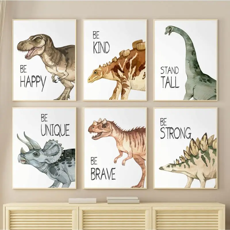 Watercolor Dinosaur Poster Nur - Baby Nursery Products 评论和价格