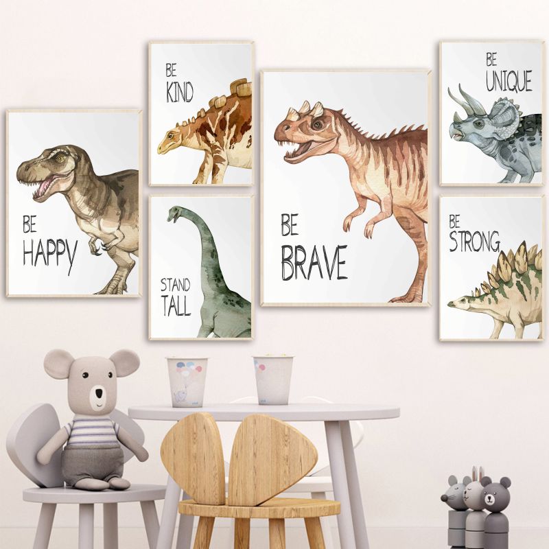 Watercolor Dinosaur Poster Nur - Baby Nursery Products 评论和价格