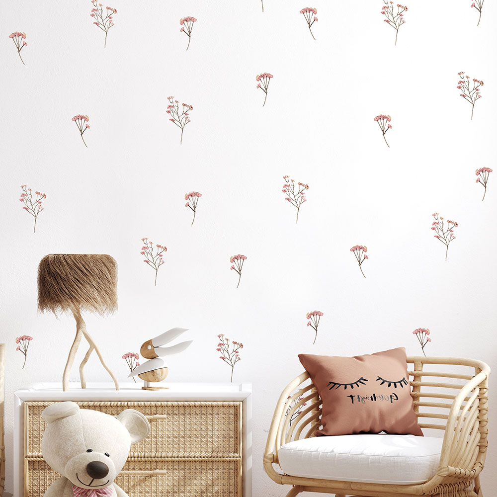Pink  Watercolor Flower Wall S - Baby Nursery Products 评论和价格