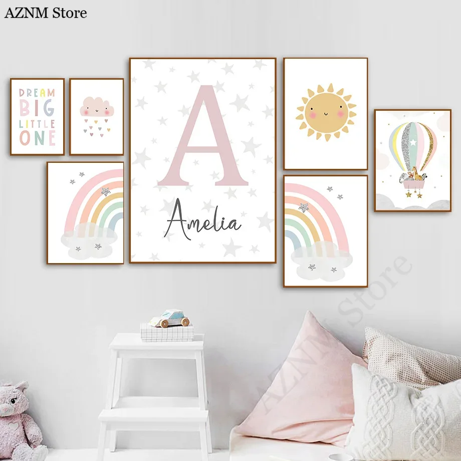 Giraffe Elephant Hot Balloon S - Baby Nursery Name Wall Art 评论和价格