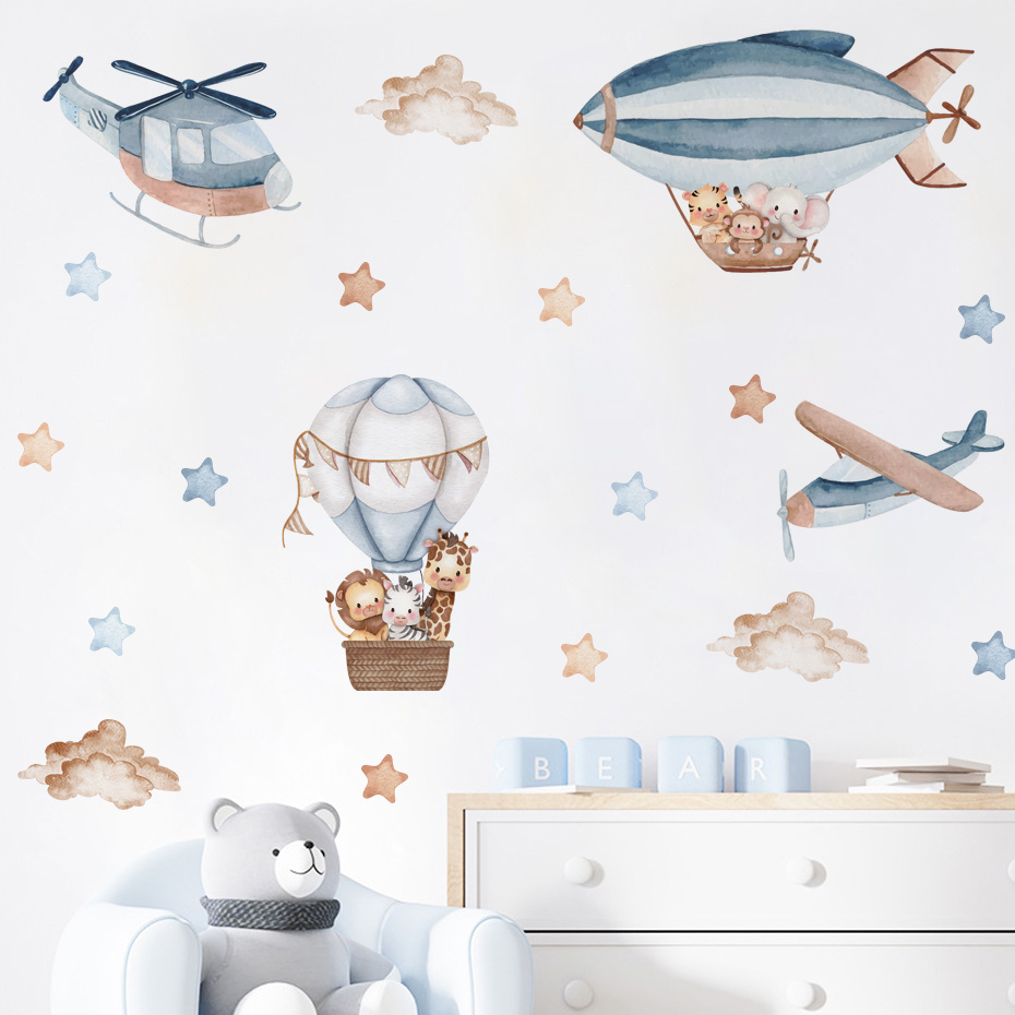 Watercolor Animals Hot Air Bal - Baby Nursery Products 评论和价格