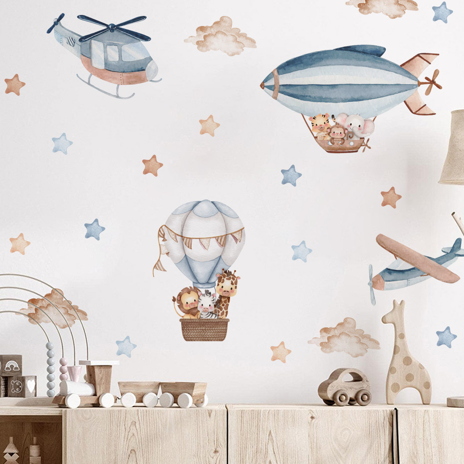 Watercolor Animals Hot Air Bal - Baby Nursery Products 评论和价格