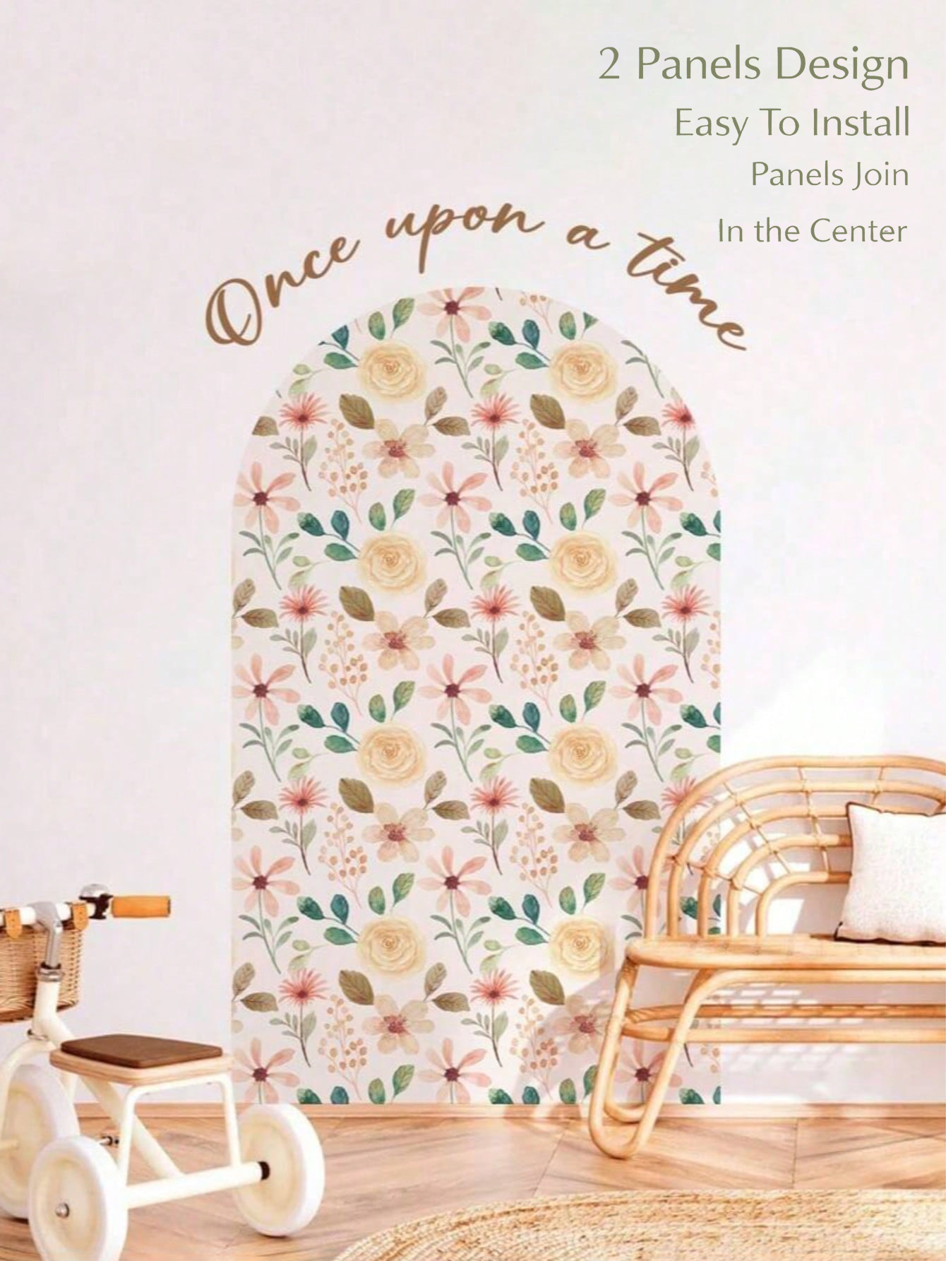 Boho Flowers Arch Wallpaper Nu - Baby Nursery Peel And Stick Wallpaper 评论和价格