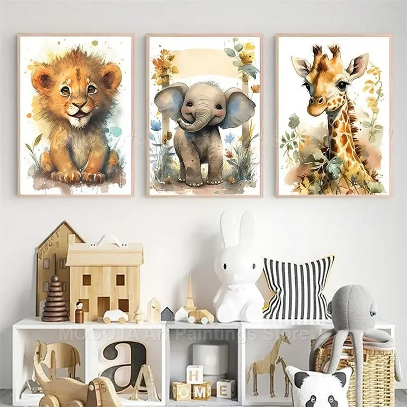Watercolor Lion Giraffe Tiger  - Baby Nursery Products 评论和价格
