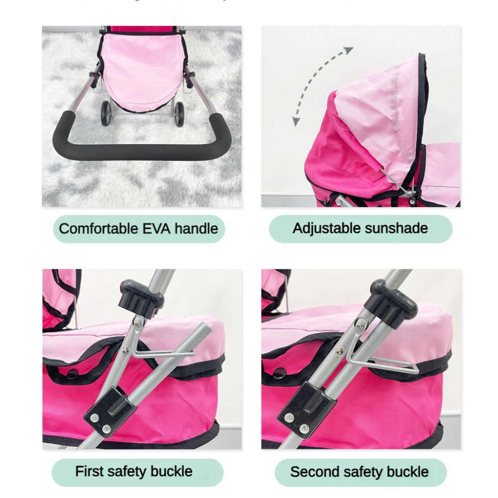 Foldable Doll Pram Stroller Si - Baby Nursery Dolls 评论和价格