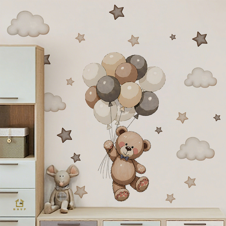 Adorable Teddy Bear Wall Decal - Baby Nursery Products 评论和价格