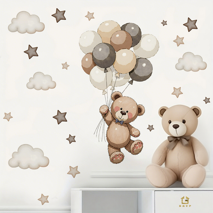 Adorable Teddy Bear Wall Decal - Baby Nursery Products 评论和价格