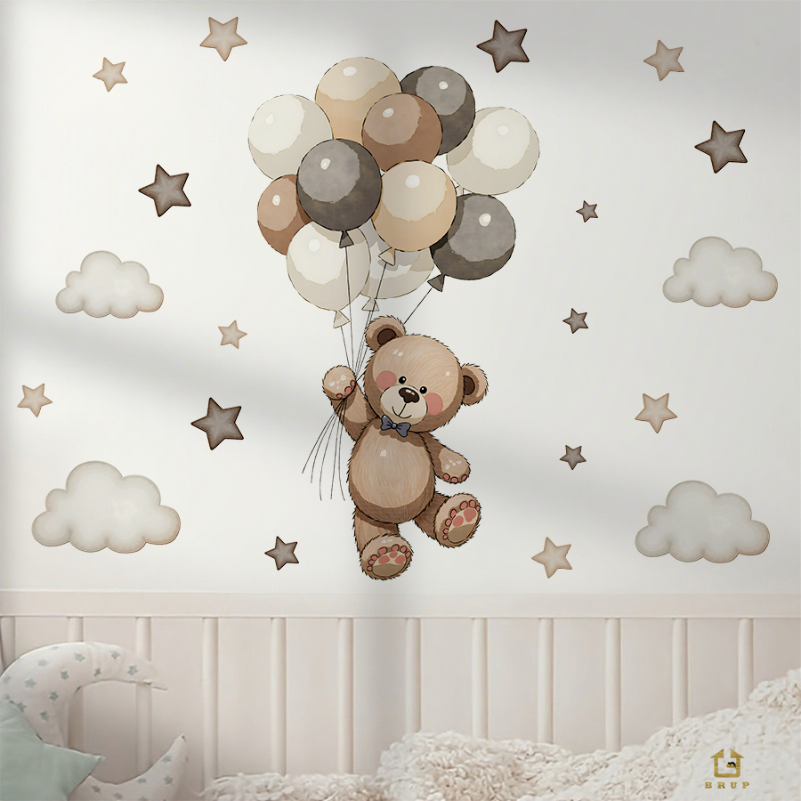 Adorable Teddy Bear Wall Decal - Baby Nursery Products 评论和价格