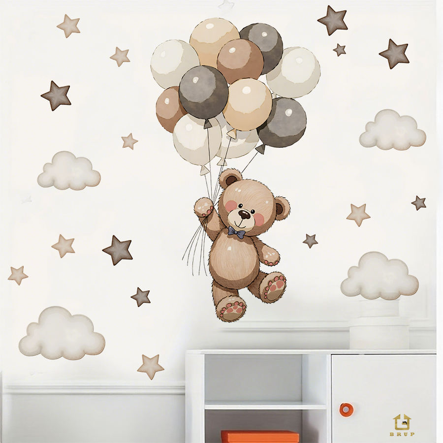 Adorable Teddy Bear Wall Decal - Baby Nursery Products 评论和价格