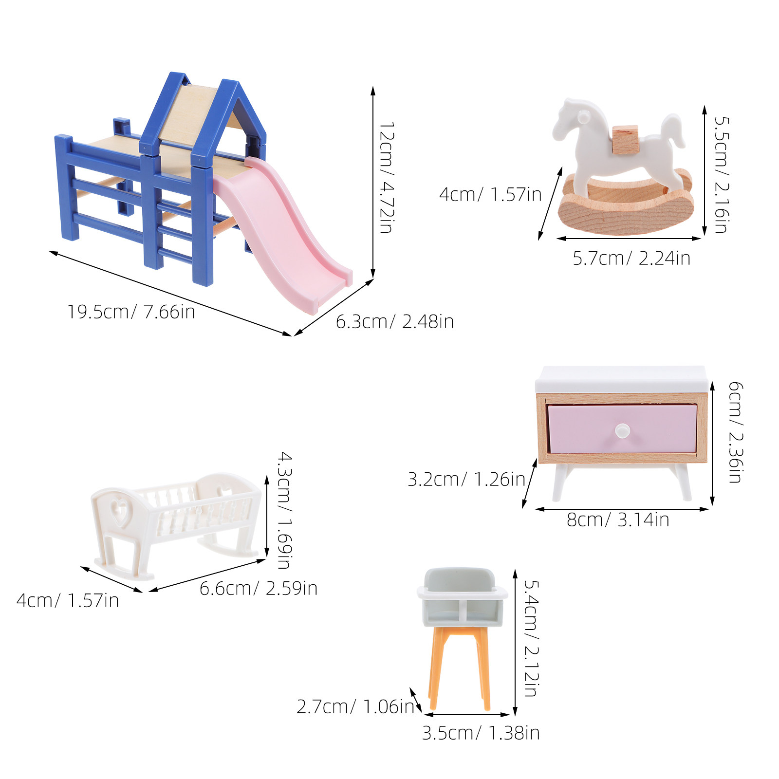 1 Set Miniature Dollhouse Furn - Baby Nursery Furniture Sets 评论和价格