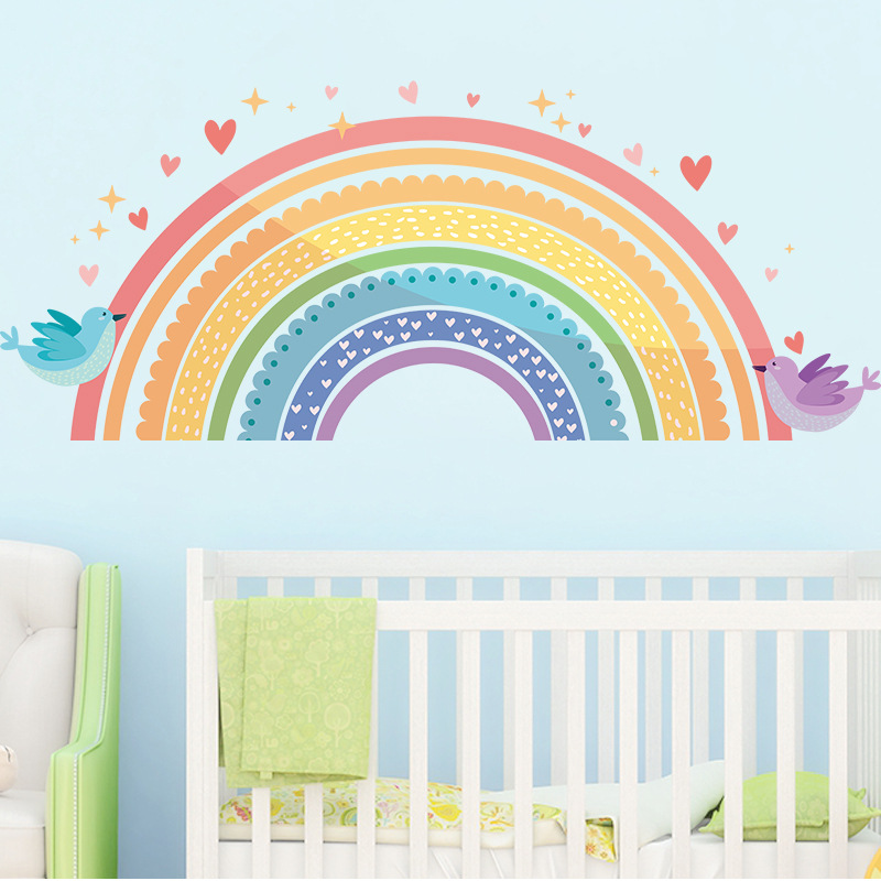Colorful Rainbow Bird Love Wal - Baby Nursery Products 评论和价格