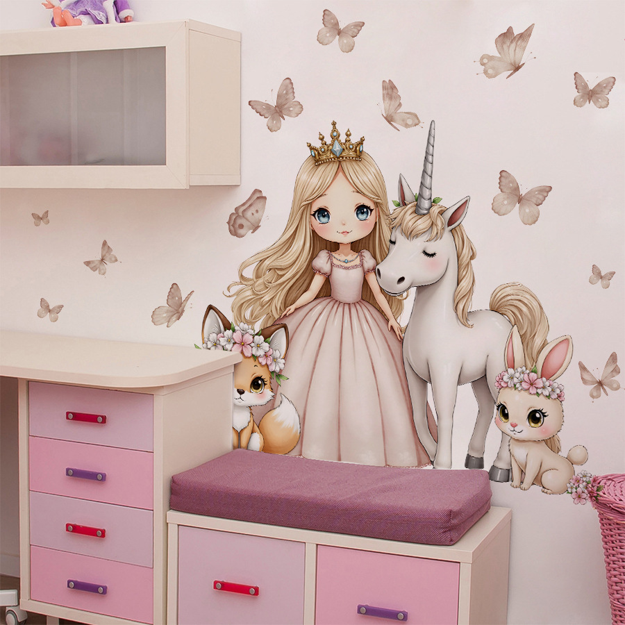 Cartoon Girl Unicorn Vinyl Chi - Baby Nursery Ideas Girl 评论和价格